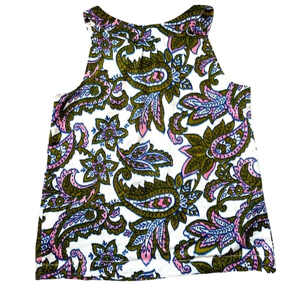 Tommy Hilfiger Pink & Green Paisley Ruffled front Tank Top size Medium - Picture 2 of 9
